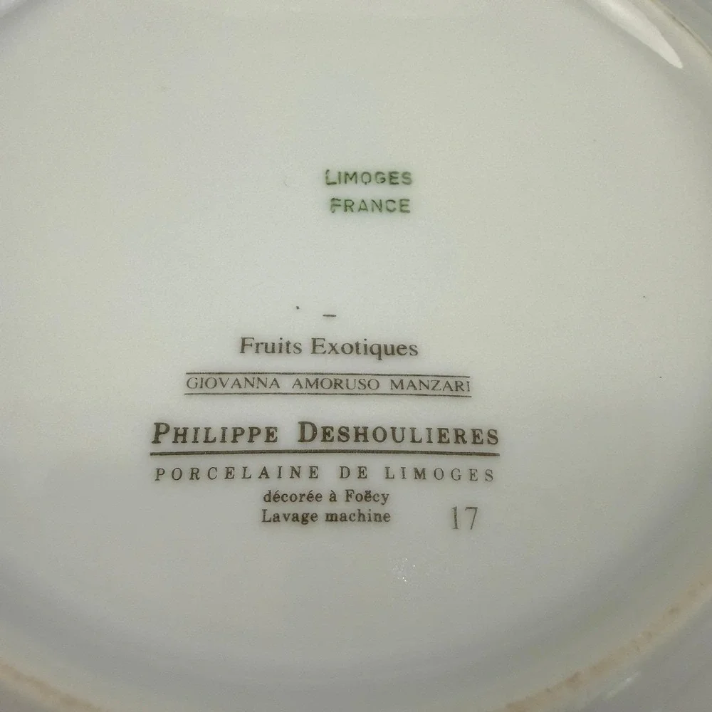 Philippe Deshoulieres Limoges Fruits‎ Exotiques Dessert Plates Set of 4 France
